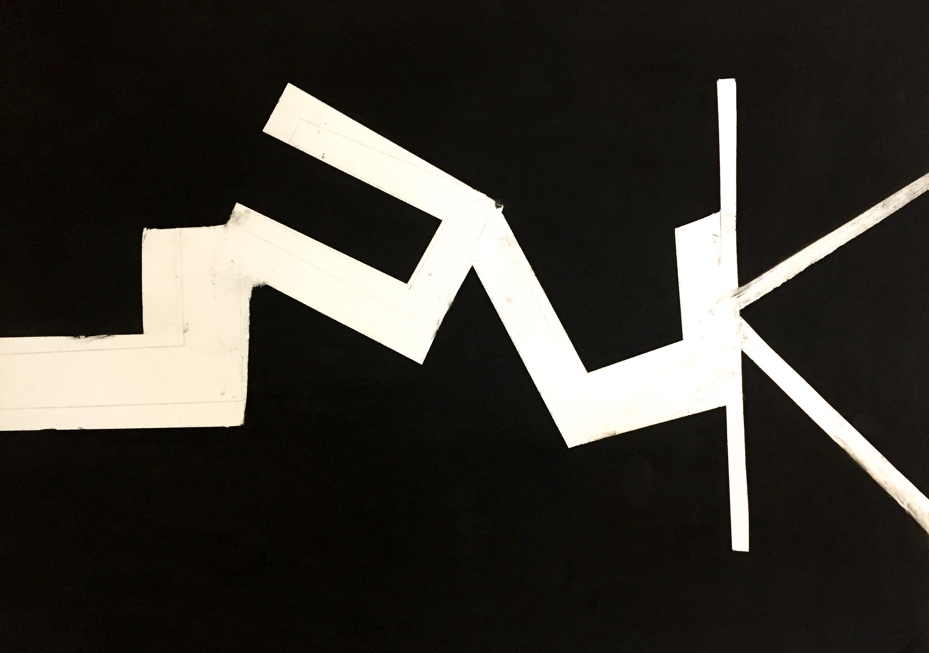 A charcoal drawing of the word "Luck" with each letter stacked vertically on top.