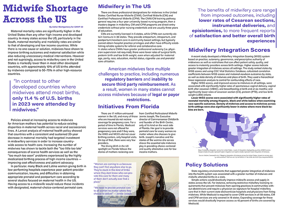 Poster showing midwife shortage across the US.