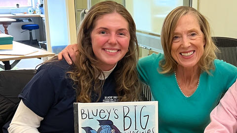 Ashton Body and Professor Goldie with Body's children's book.