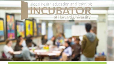 Incubator logo with a background of attendees at a workshop