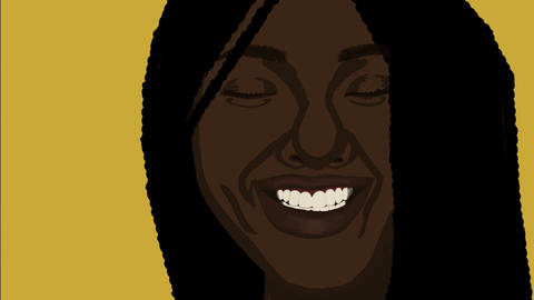 Illustration of a dark-skinned woman smiling.