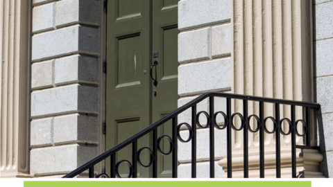 Close-up of a door on a Harvard building.