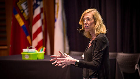 Sue J Goldie teaching.