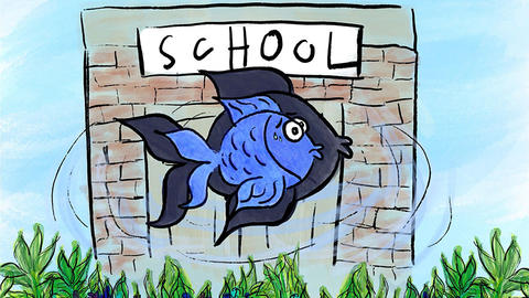 Illustration of a blue fish.