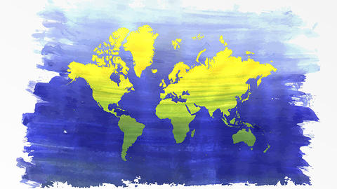 Watercolor map of the world.