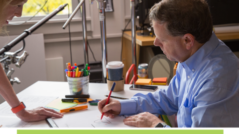 David Cutler drawing and filming in GHELI's studio.