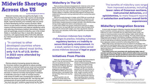 Poster showing midwife shortage across the US.