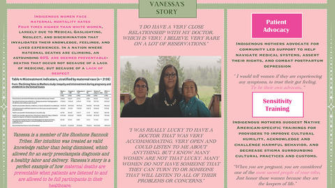 Poster showing Vanessa's story with medical mistreatment.