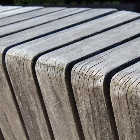 Close-up of wooden bench.