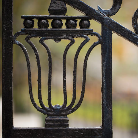 Close-up iron handrail.