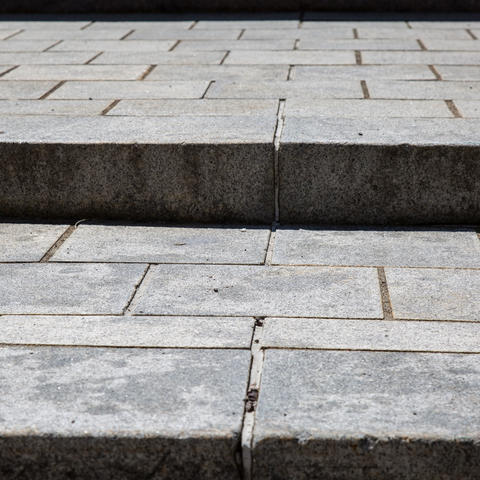 Close-up of concrete stairs.
