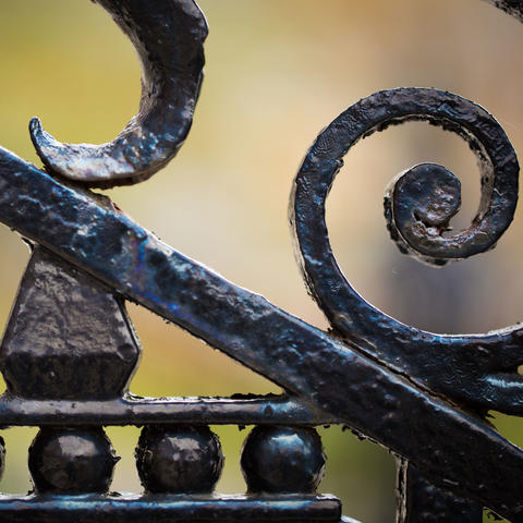 Close-up iron handrail.
