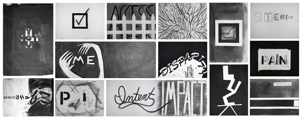 Collage of all the CSW student's art work.